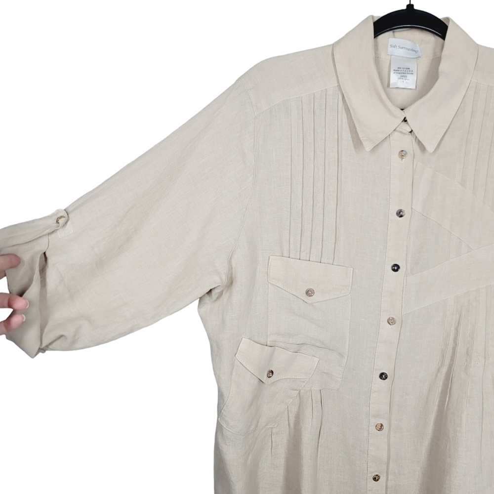 Soft Surroundings 100% Linen Button Down - image 5